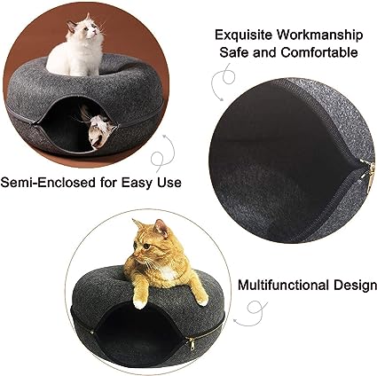 Cat Donut Felt Tunnel Bed